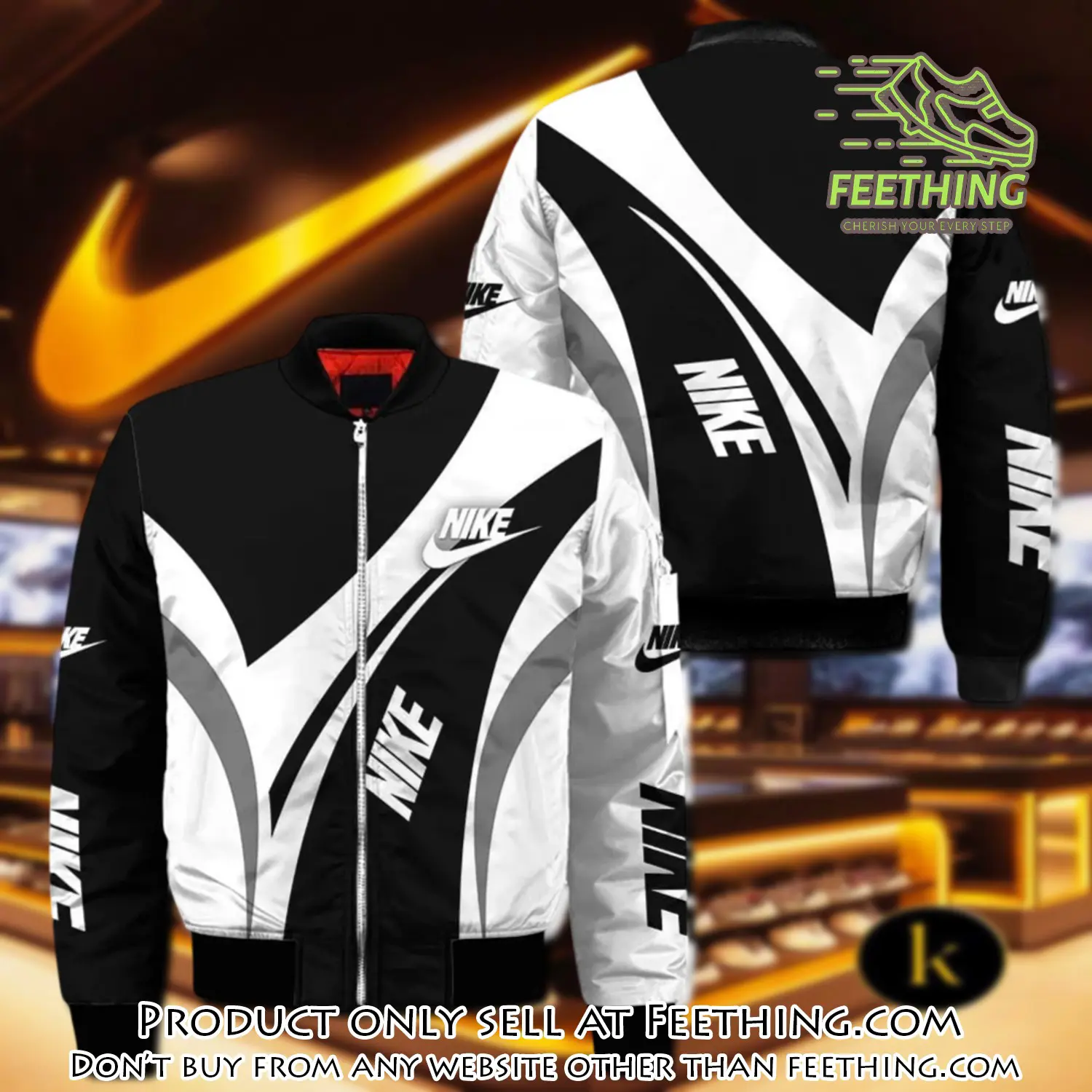 Nike white black luxury brand bomber jacket outfit for men women ft3549057